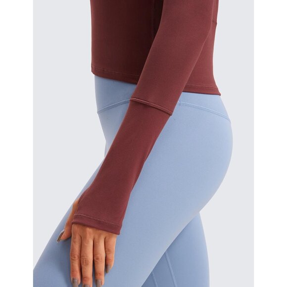 Women's Crop Top Quick Dry Stretch Long Sleeve Workout Shirt Large - Picture 5 of 5